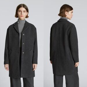 Everlane The Italian ReWool Cocoon Coat Heathered Black Women Medium NWT Button